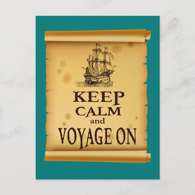 Keep Calm and Voyage On fun unique print Postcard (Front)