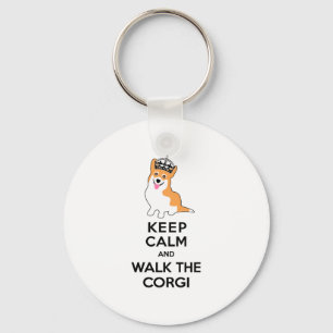Keep Calm and Walk the Corgi Cute Dog Keychain