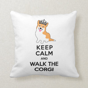 Keep Calm and Walk the Corgi Cute Dog Throw Pillow
