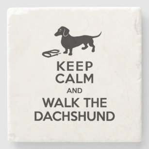 Keep Calm and Walk the Dachshund - Cute Doxie Stone Coaster