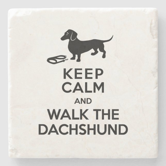 Keep Calm and Walk the Dachshund - Cute Doxie Stone Coaster (Front)