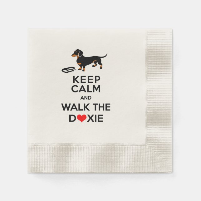 Keep Calm and Walk the Doxie!  Cute Dachshund Napkin (Front)