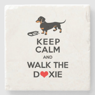 Keep Calm and Walk the Doxie - Cute Dachshund Stone Coaster