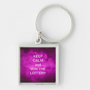 KEEP CALM and WIN THE LOTTERY PURPLE SKY Keychain