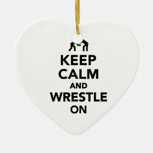 Keep calm and wrestle on Wrestling Ceramic Ornament
