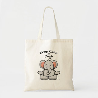 Keep calm and yoga elephant tote bag