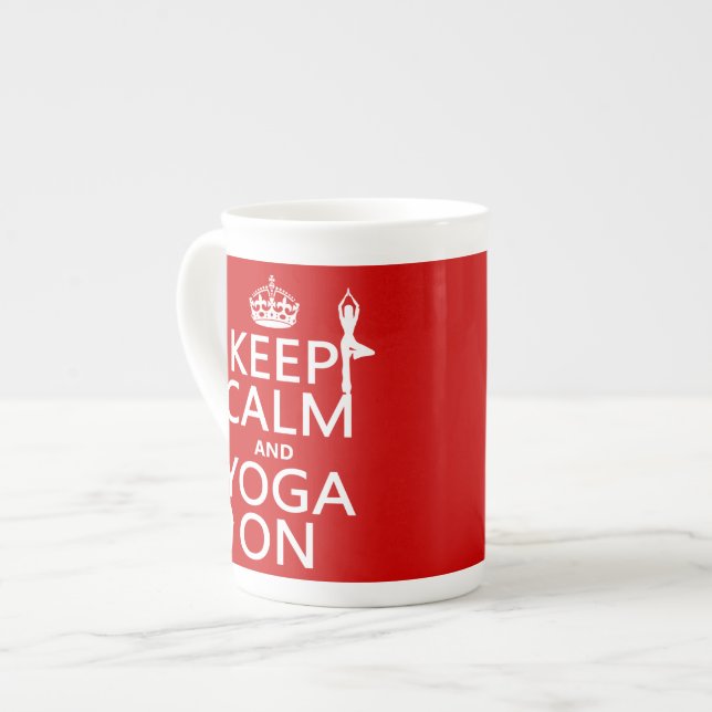 Keep Calm and Yoga On (customize colours) Bone China Mug (Front Left)