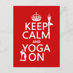 Keep Calm and Yoga On (customize colours) Postcard