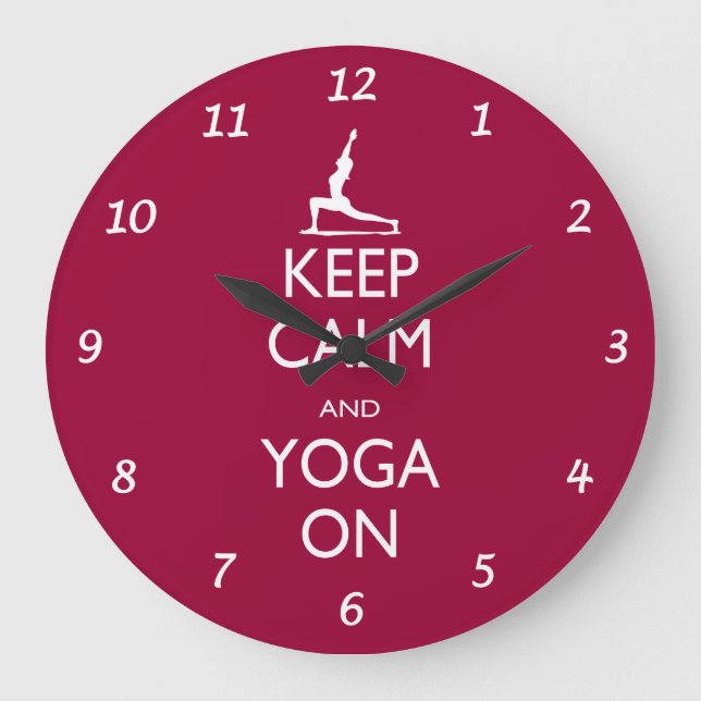 Keep Calm and Yoga On Large Clock (Front)