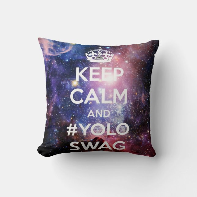 Keep calm and #yoloswag throw pillow (Front)