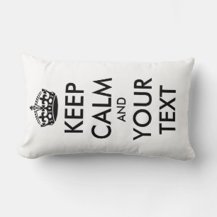 KEEP CALM and YOUR TEXT - black Lumbar Pillow