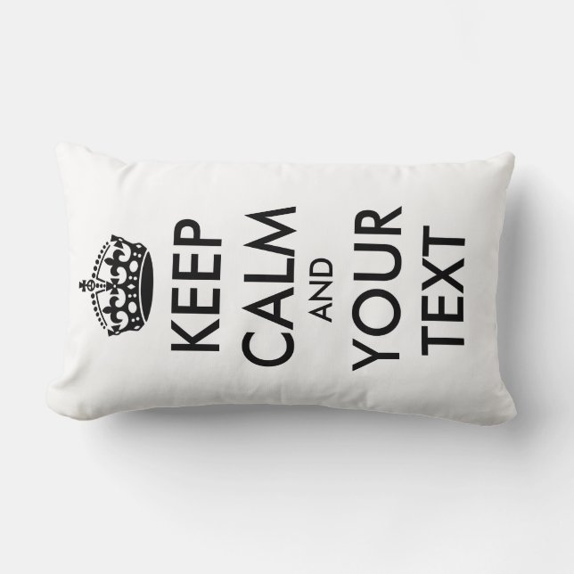KEEP CALM and YOUR TEXT - black Lumbar Pillow (Front)
