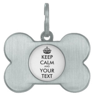 KEEP CALM and YOUR TEXT - black Pet Name Tag