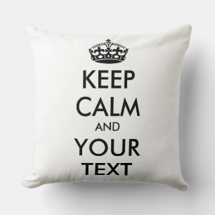 KEEP CALM and YOUR TEXT - black Throw Pillow