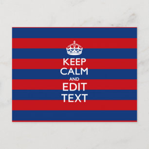 KEEP CALM AND Your Text on Blue Stripes Postcard