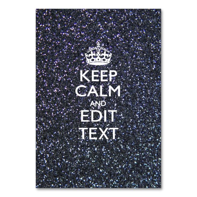 Keep Calm and Your Text on Midnight decor Table Number (Front)