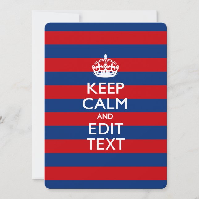 KEEP CALM AND Your Text on Red Blue Stripes (Front)