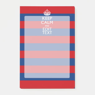KEEP CALM AND Your Text on Red Blue Stripes Post-it Notes