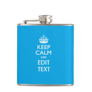 Keep Calm And Your Text on Sky Blue Hip Flask