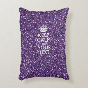 Keep Calm and Your Text on Stylish Purple Accent Pillow