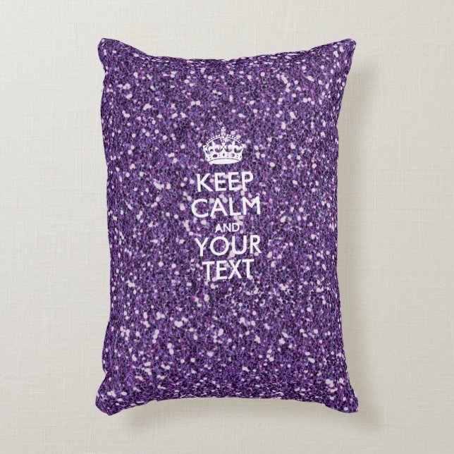 Keep Calm and Your Text on Stylish Purple Accent Pillow (Front(Vertical))