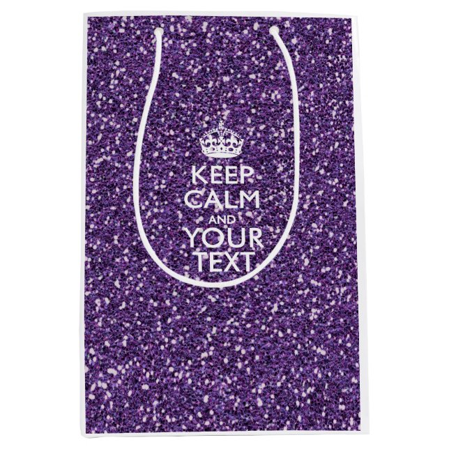 Keep Calm and Your Text on Stylish Purple Medium Gift Bag (Front)