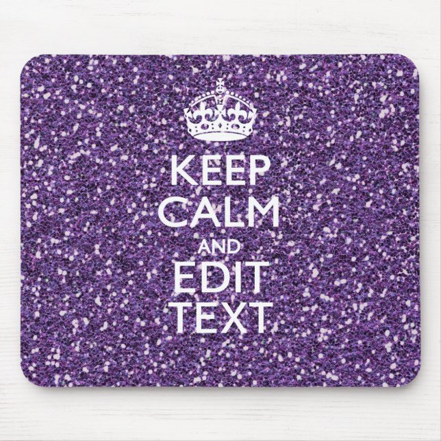 Keep Calm and Your Text on Stylish Purple Mouse Pad (Front)