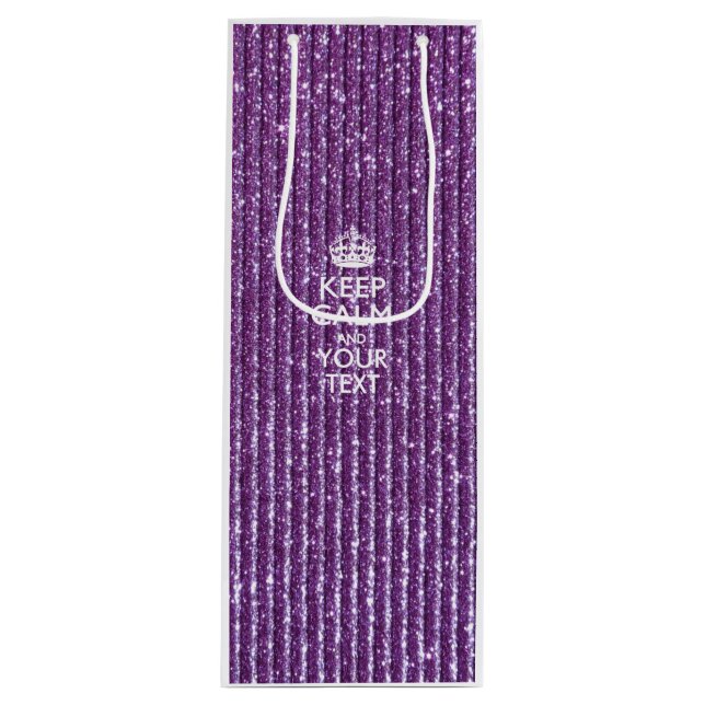 Keep Calm and Your Text on Stylish Purple Wine Gift Bag (Front)