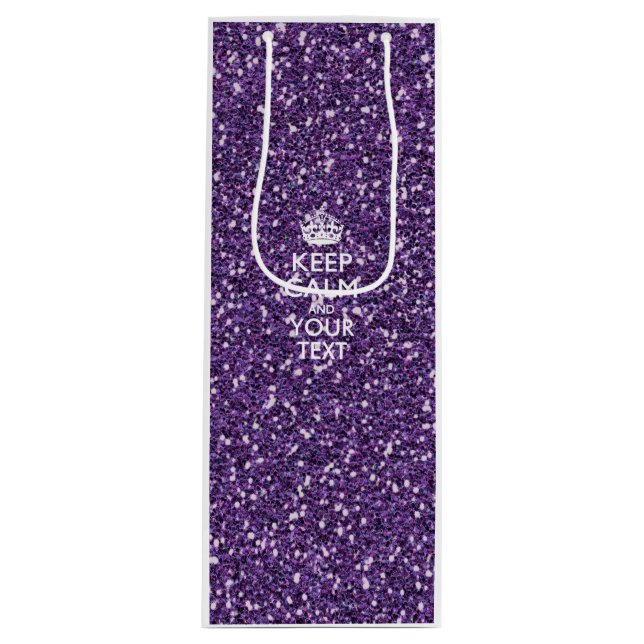 Keep Calm and Your Text on Stylish Purple Wine Gift Bag (Front)