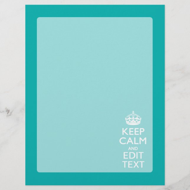 Keep Calm And Your Text Peacock Turquoise Accent (Front)