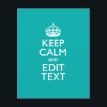 Keep Calm And Your Text Peacock Turquoise Accent Flyer<br><div class="desc">Your personalized Keep Calm saying on a fine custom turquoise accent color style decor. A personalized Keep Calm style saying on a one of a kind gift. Humorous or whimsical try on your creative words on two editable lines of text. Remember to use CAPITAL letters for best results. Embroidery designs...</div>