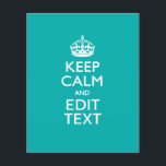 Keep Calm And Your Text Peacock Turquoise Accent Flyer<br><div class="desc">Your personalized Keep Calm saying on a fine custom turquoise accent color style decor. A personalized Keep Calm style saying on a one of a kind gift. Humorous or whimsical try on your creative words on two editable lines of text. Remember to use CAPITAL letters for best results. Embroidery designs...</div>