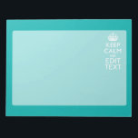 Keep Calm And Your Text Peacock Turquoise Accent Notepad<br><div class="desc">Your personalized Keep Calm saying on a fine custom turquoise accent colour style decor. A personalized Keep Calm style saying on a one of a kind gift. Humourous or whimsical try on your creative words on two editable lines of text. Remember to use CAPITAL letters for best results. Embroidery designs...</div>