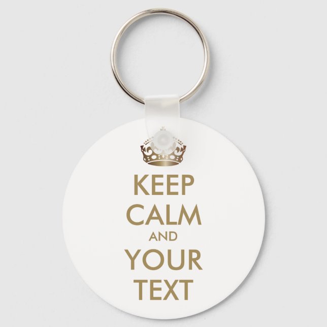 KEEP CALM and YOUR TEXT - personalized text Keychain (Front)