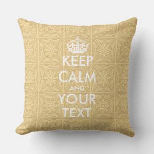 KEEP CALM and YOUR TEXT - personalized text Throw Pillow