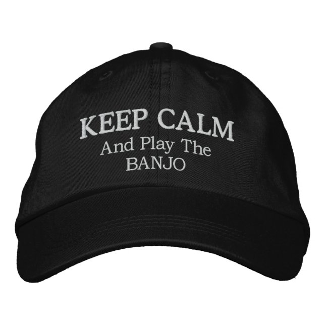 Keep Calm Banjo Music Embroidered Hat (Front)