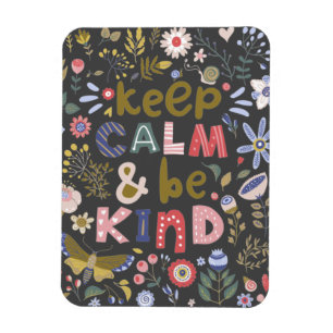 Keep Calm Be Kind Folk Art Flowers Magnet