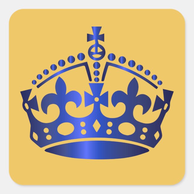 Keep Calm Blue Crown - Change background Square Sticker (Front)