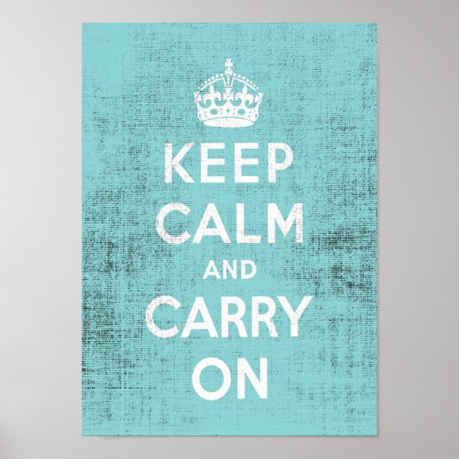 Keep Calm Blue Grunge Canvas Poster (Front)