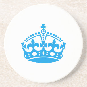 Keep calm blue victory crown coaster