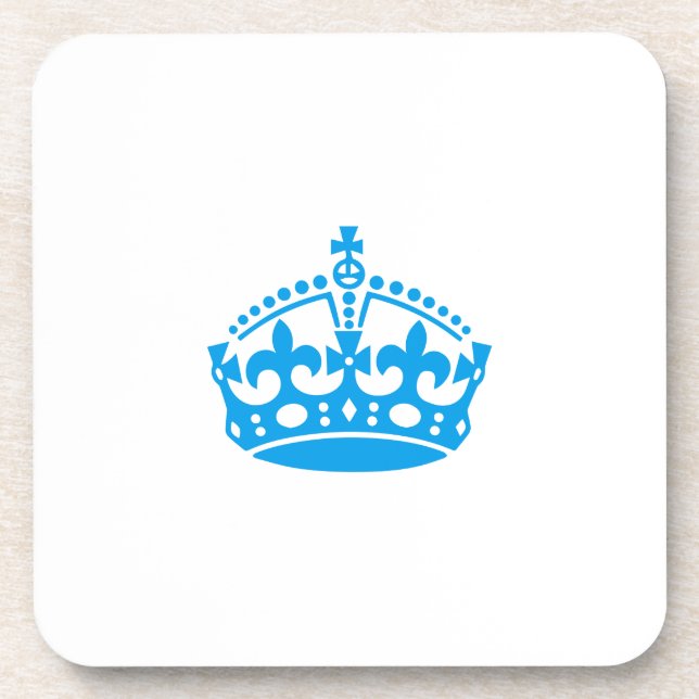 Keep calm blue victory crown coaster (Front)