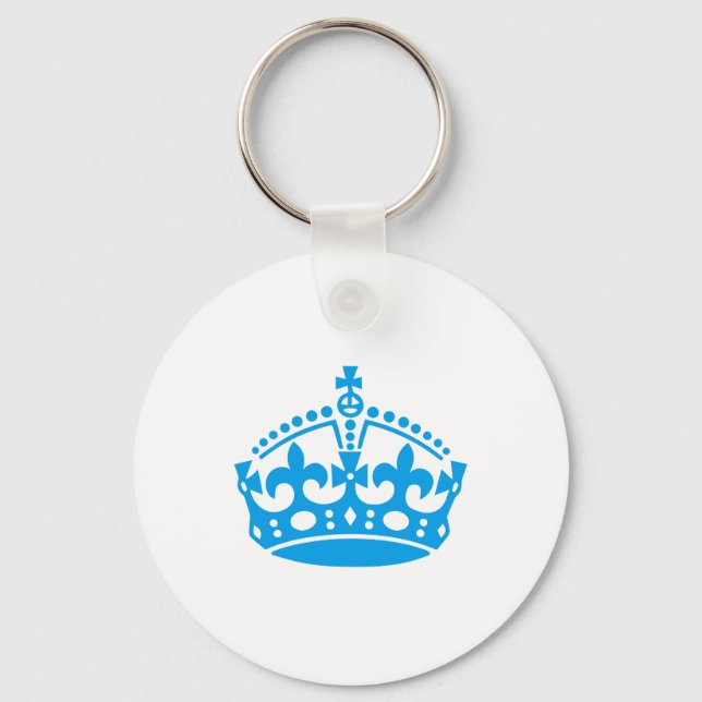 Keep calm blue victory crown keychain (Front)