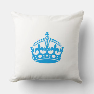 Keep calm blue victory crown throw pillow
