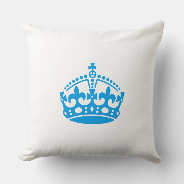 Keep calm blue victory crown throw pillow (Front)