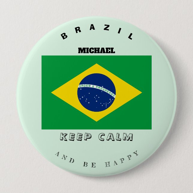 Keep Calm & Brazil Flag Button (Front)