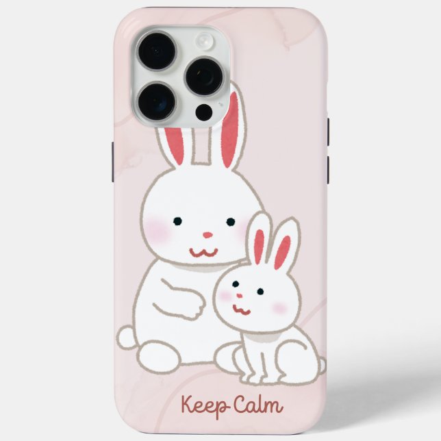 'Keep Calm' Bunny iPhone 15 Pro Max Case (Back)