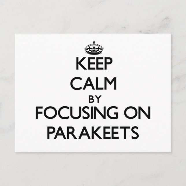 Keep Calm by focusing on Parakeets Postcard (Front)