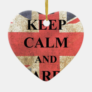 Keep Calm Carry On British Flag Ceramic Ornament