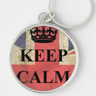Keep Calm Carry On British Flag Keychain