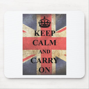 Keep Calm Carry On British Flag Mouse Pad